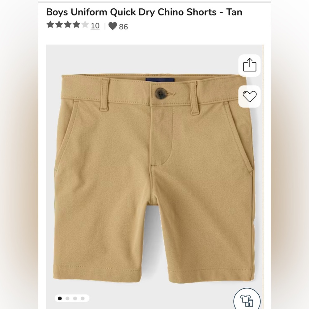 Boys Uniform Quick Dry Chino Shorts - Tan
